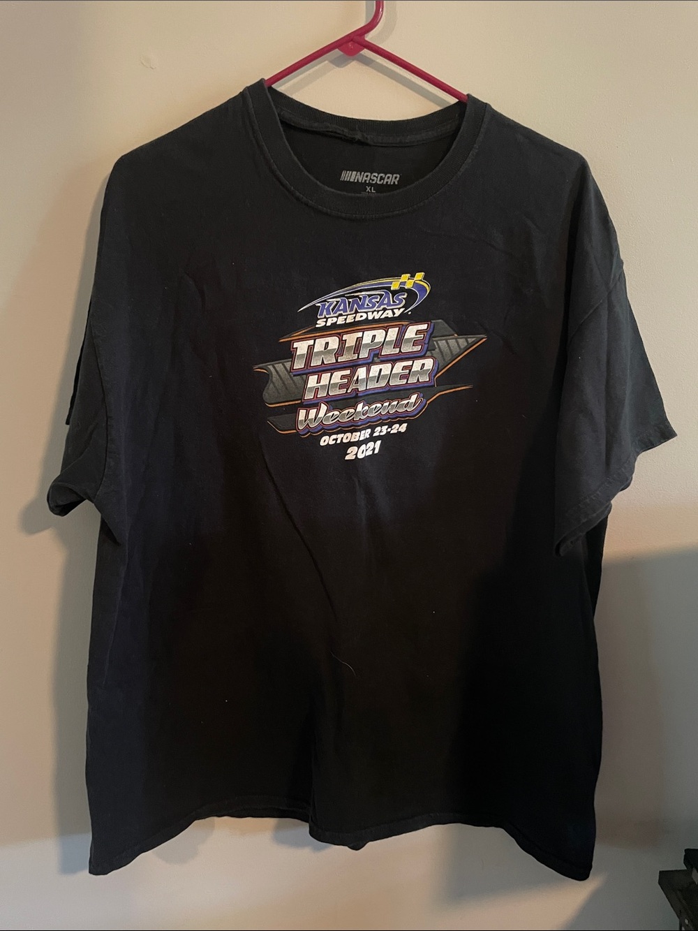 Nascar Black Triple Header Weekend Graphic Tee with Yellow Accents
